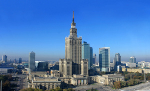 Warsaw panorama with palace science and culture