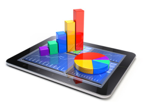 Business statistic concept - financial charts on tablet PC